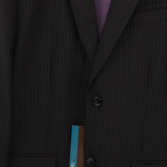 Perry Ellis Mens Two Button Suit Jacket Black Wool Blend Blazer Business 40R New - Picture 3 of 12